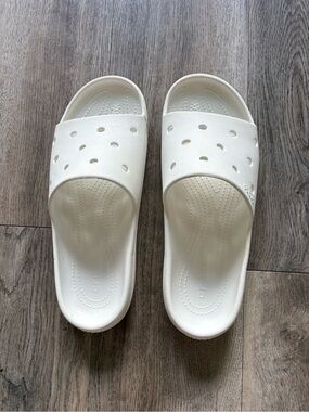 CROCS Men's Cream Slide Sandals * repaired see photos